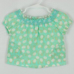 Egg Baby Infant 6-12 Months Green White Giraffe Polka Dot Short Sleeve Blouse